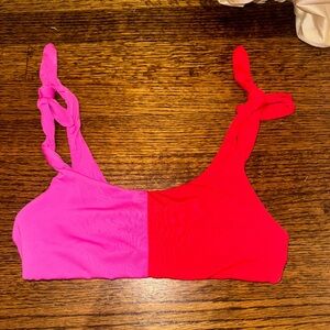 Colorblock Pink and Red Women's Bralette